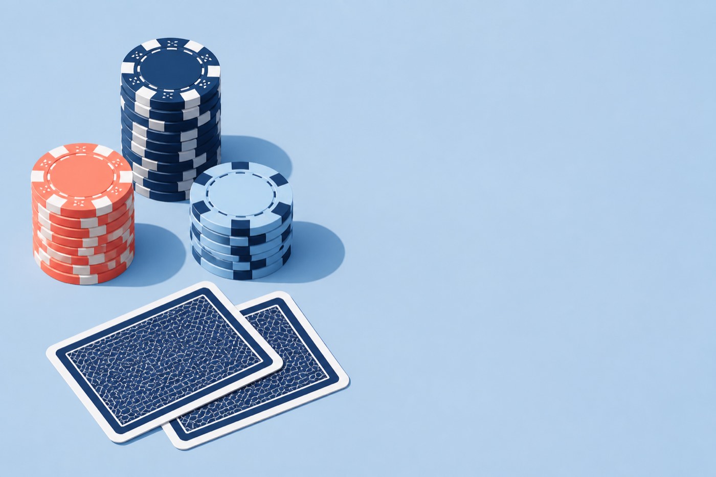 Illustration graphique de jetons de poker empilés et de deux cartes retournées